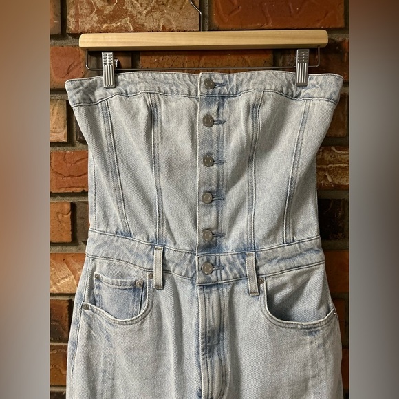 🆕 Anthropologie Pistola Daphne Strapless Denim High Rise Barrel Leg Jumpsuit - Picture 9 of 16
